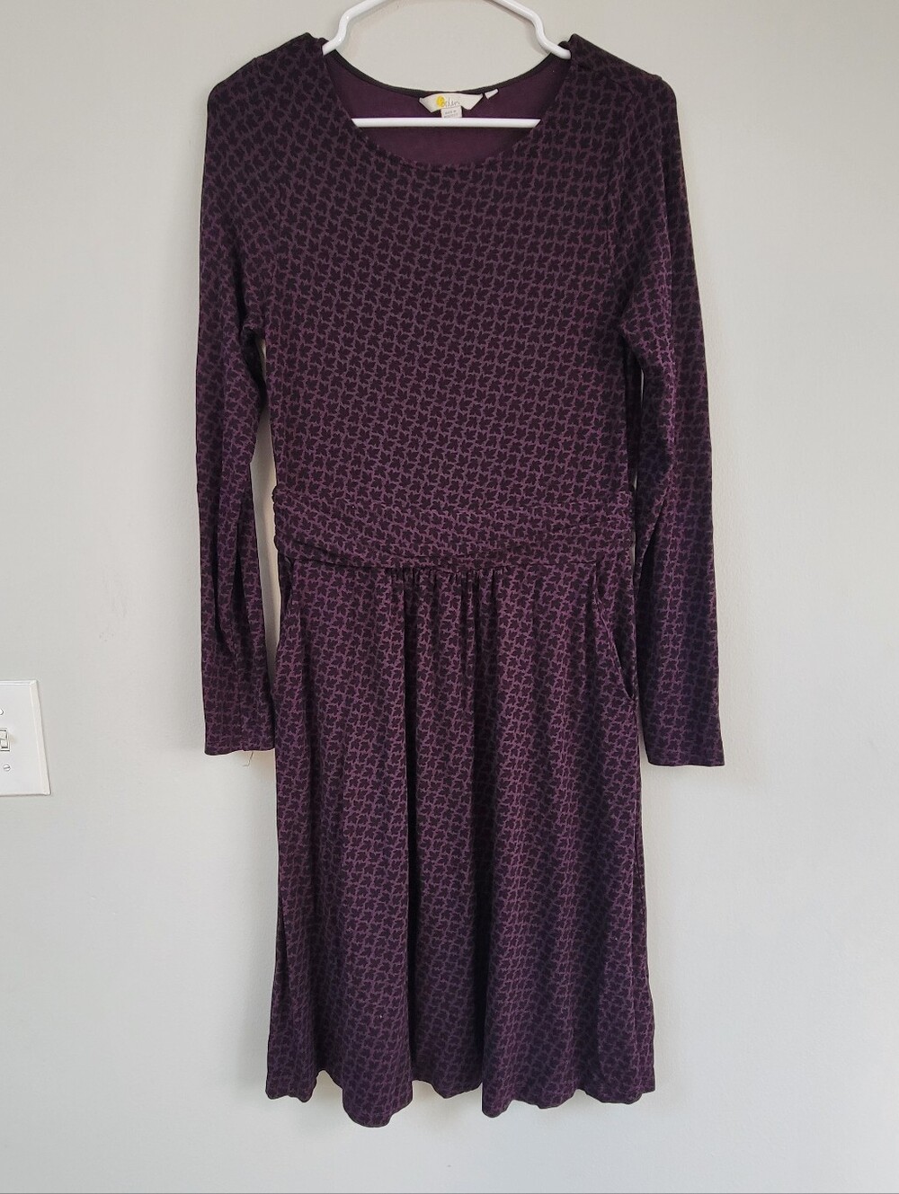 Boden Purple Jersey Strech Dress Womem's Size 8 Office Comfort Casual Minimalist